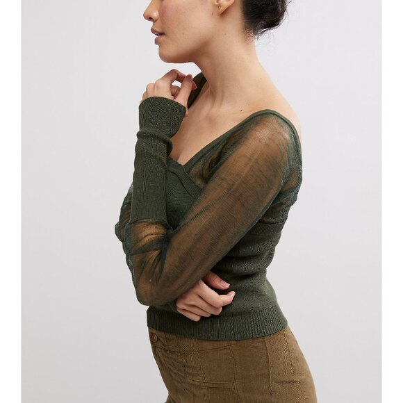 NWT! FREE PEOPLE Night After Night Long Sleeve / Emerald - Picture 1 of 5